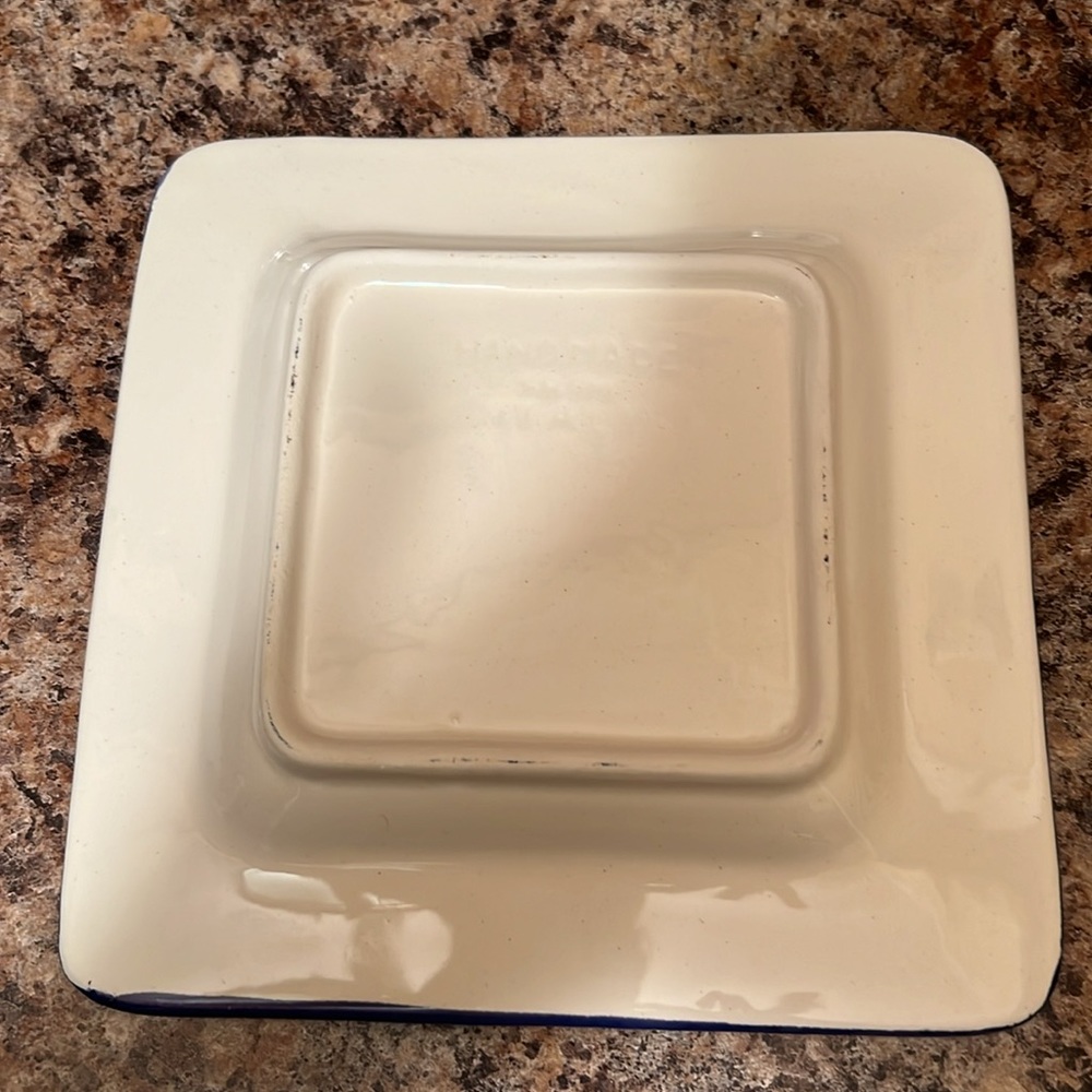 Beautiful handmade in Italy, ceramic Square serving plate. - Picture 3 of 6